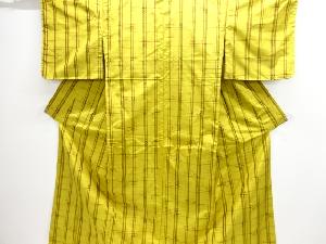 アンティーク　格子に絣柄織り出し米沢紬着物